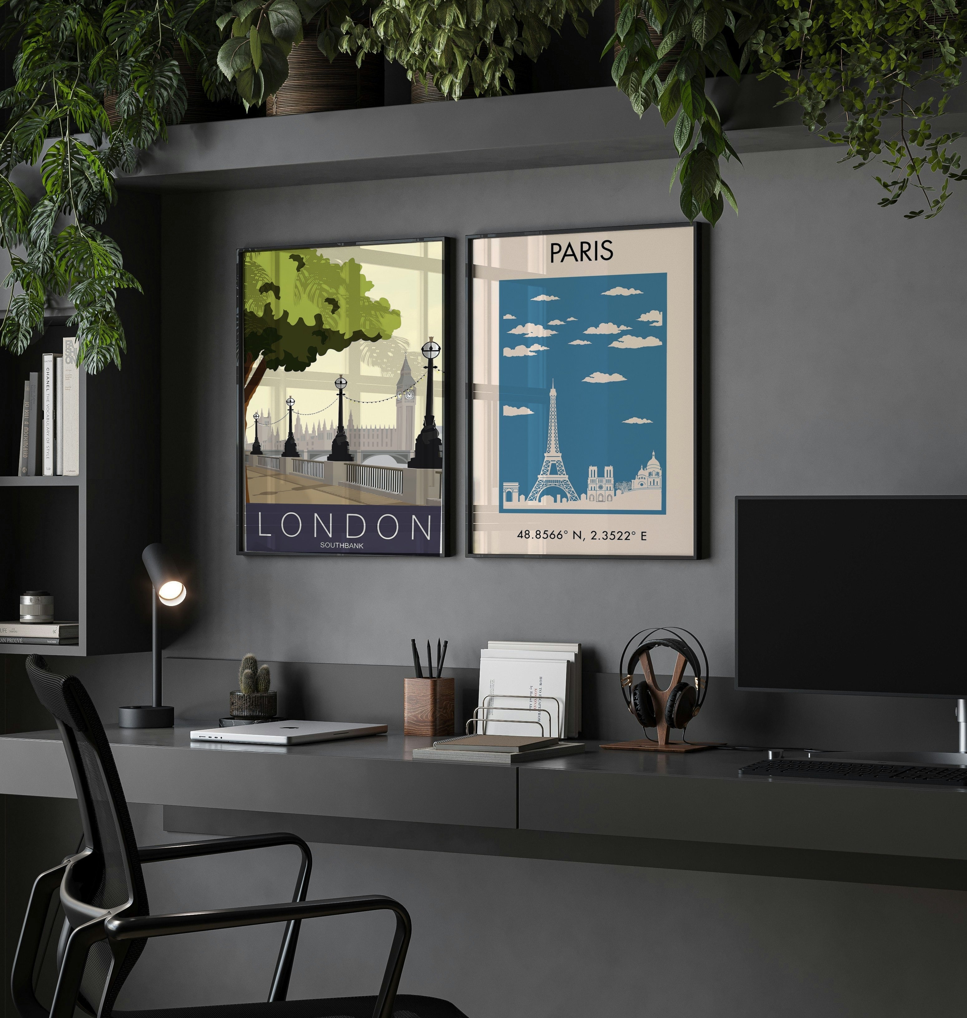 London Southbank Vintage Travel Poster