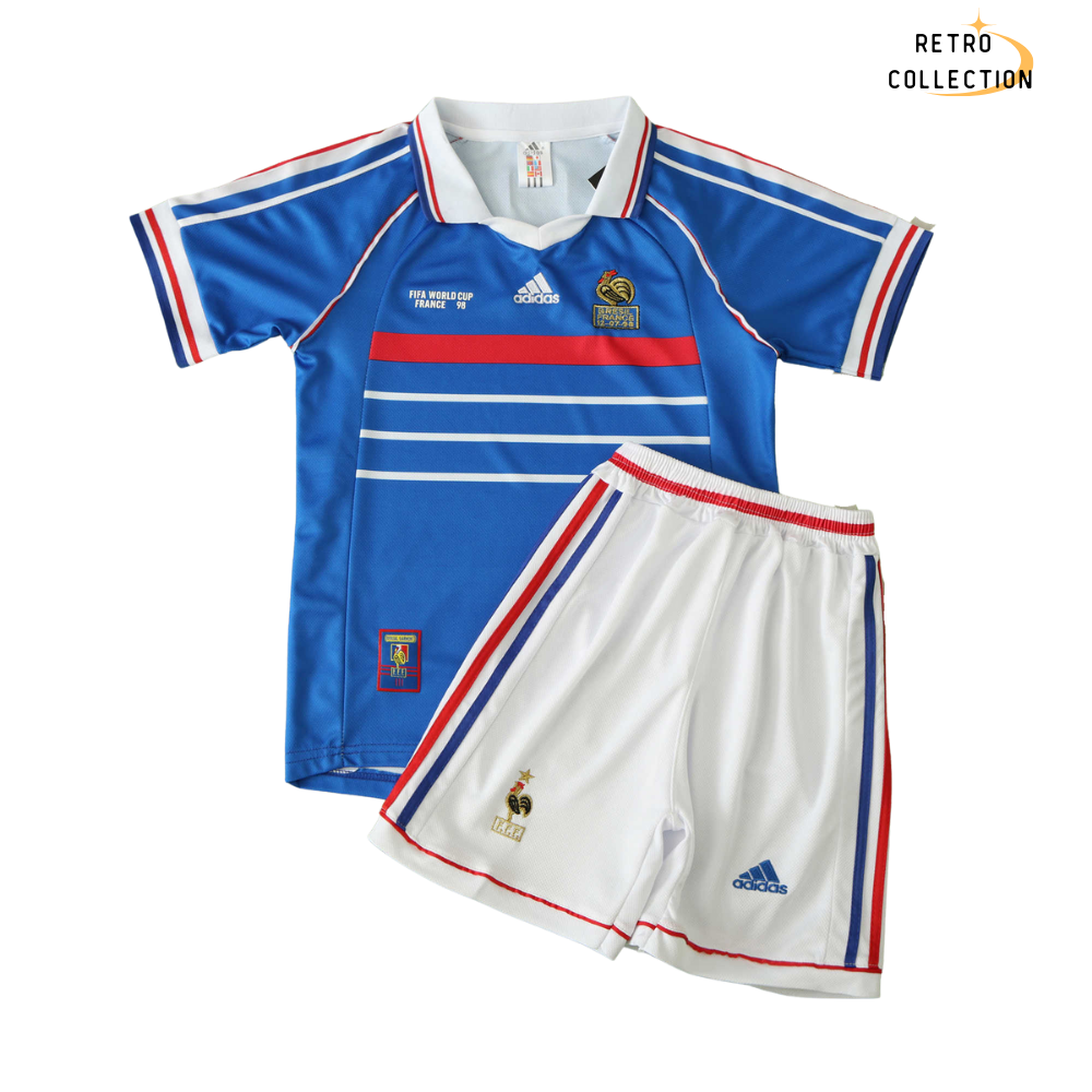 (KINDER) RETRO FRANKREICH HEIMTRIKOT & SHORTS 1998
