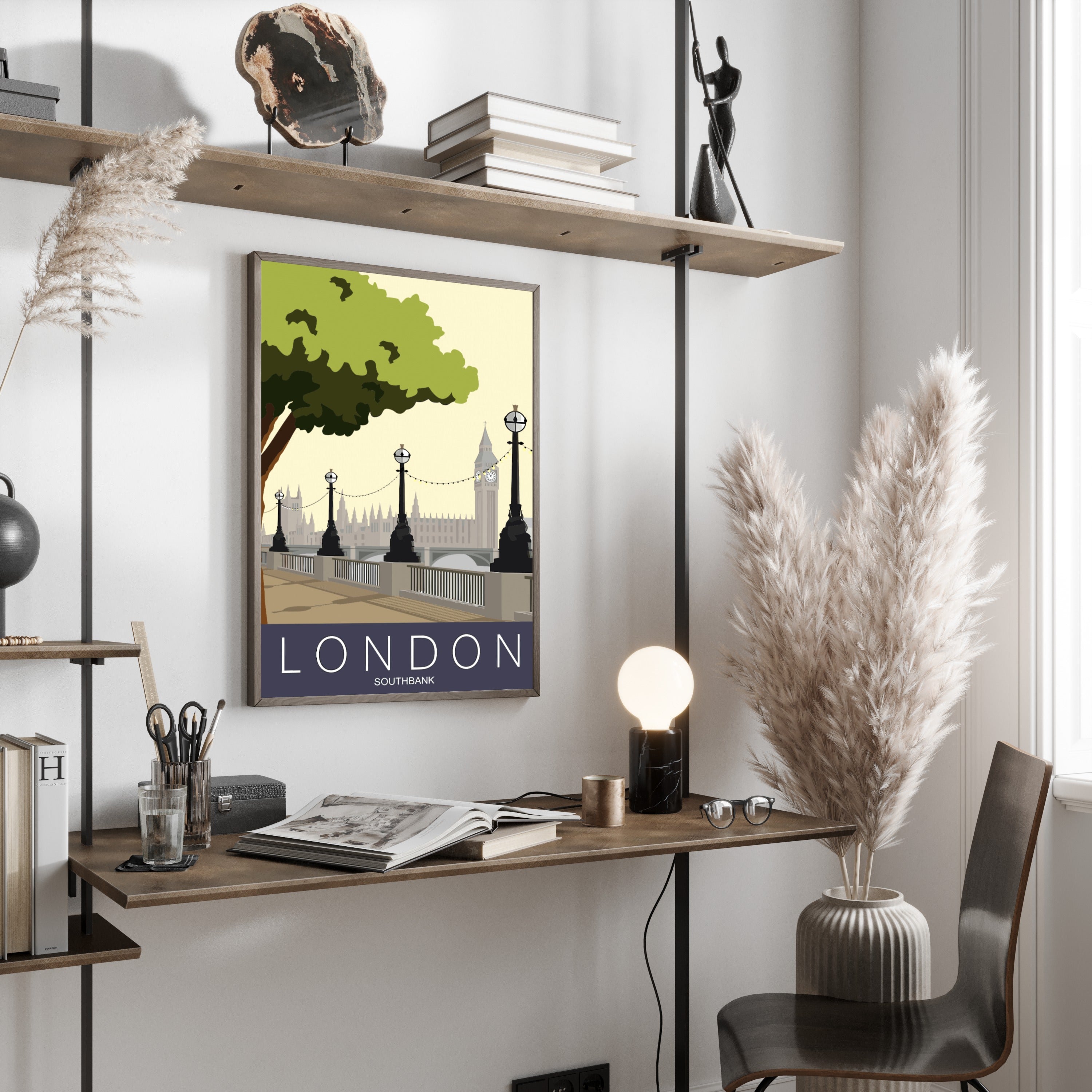 London Southbank Vintage Travel Poster