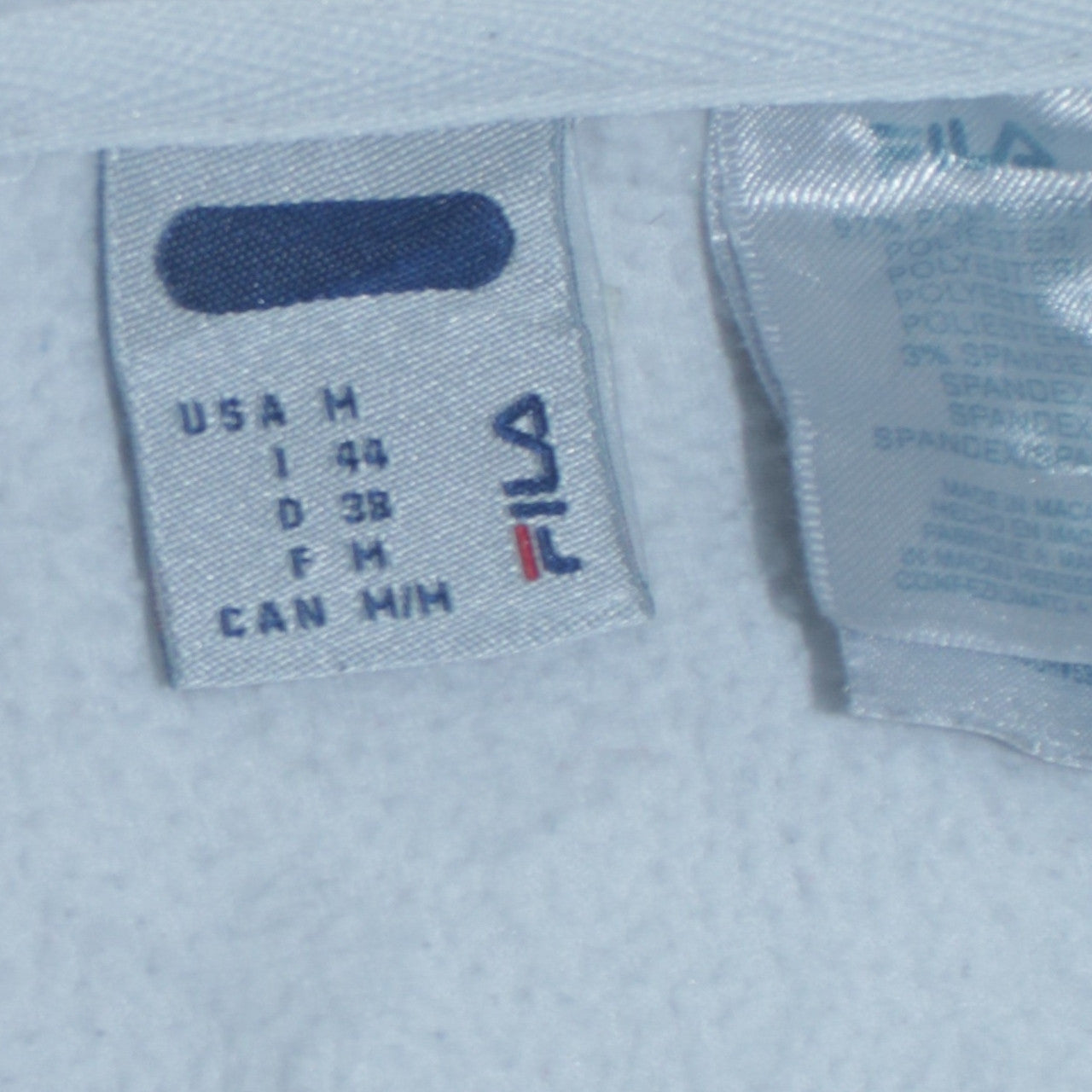 Fila Fleecejacke für Herren, weiß, Größe M, mit gesticktem Logo auf der Brust, durchgehendem Reißverschluss, lässiges Oberteil