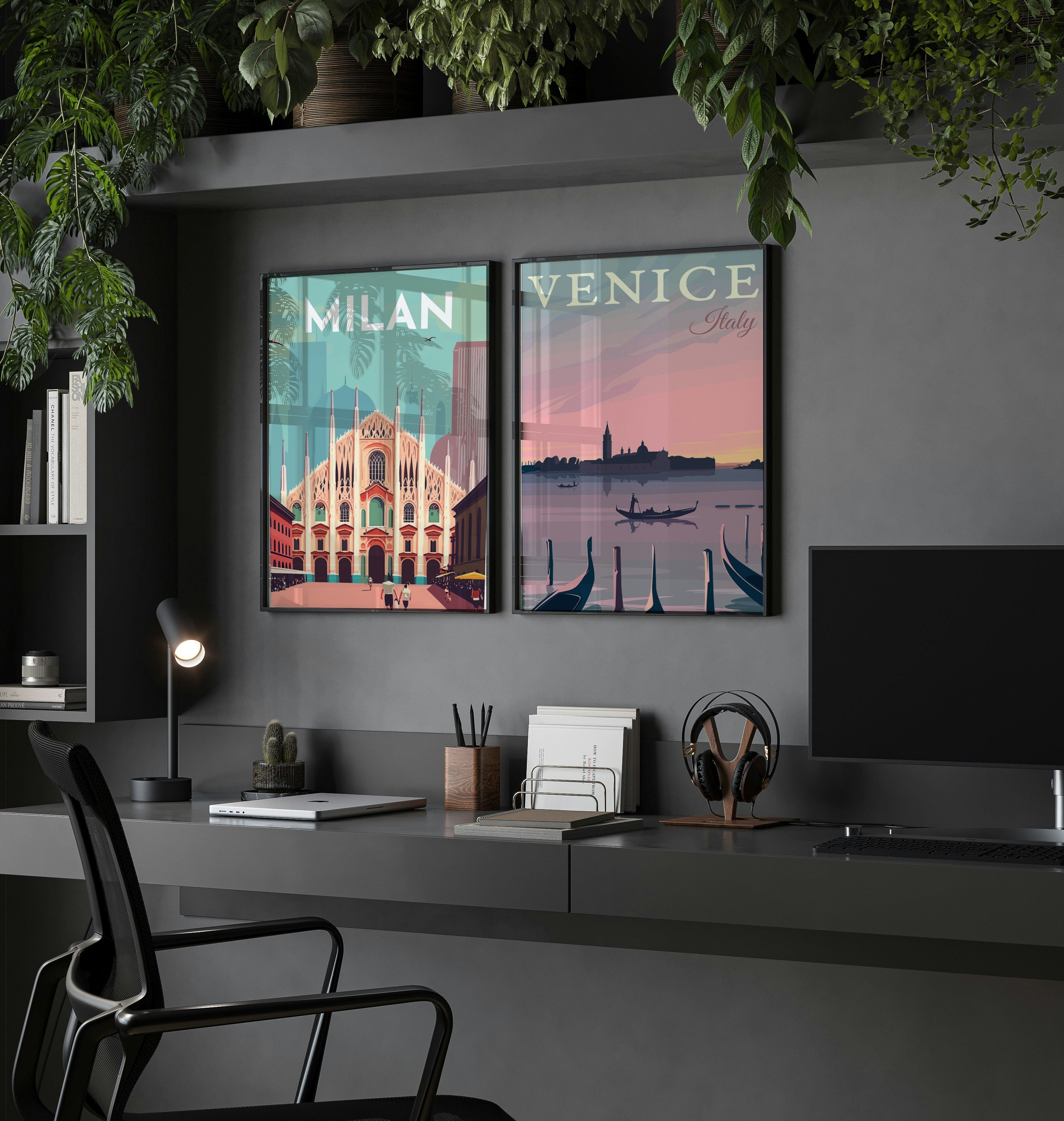 Milano Travel Art Vintage Poster