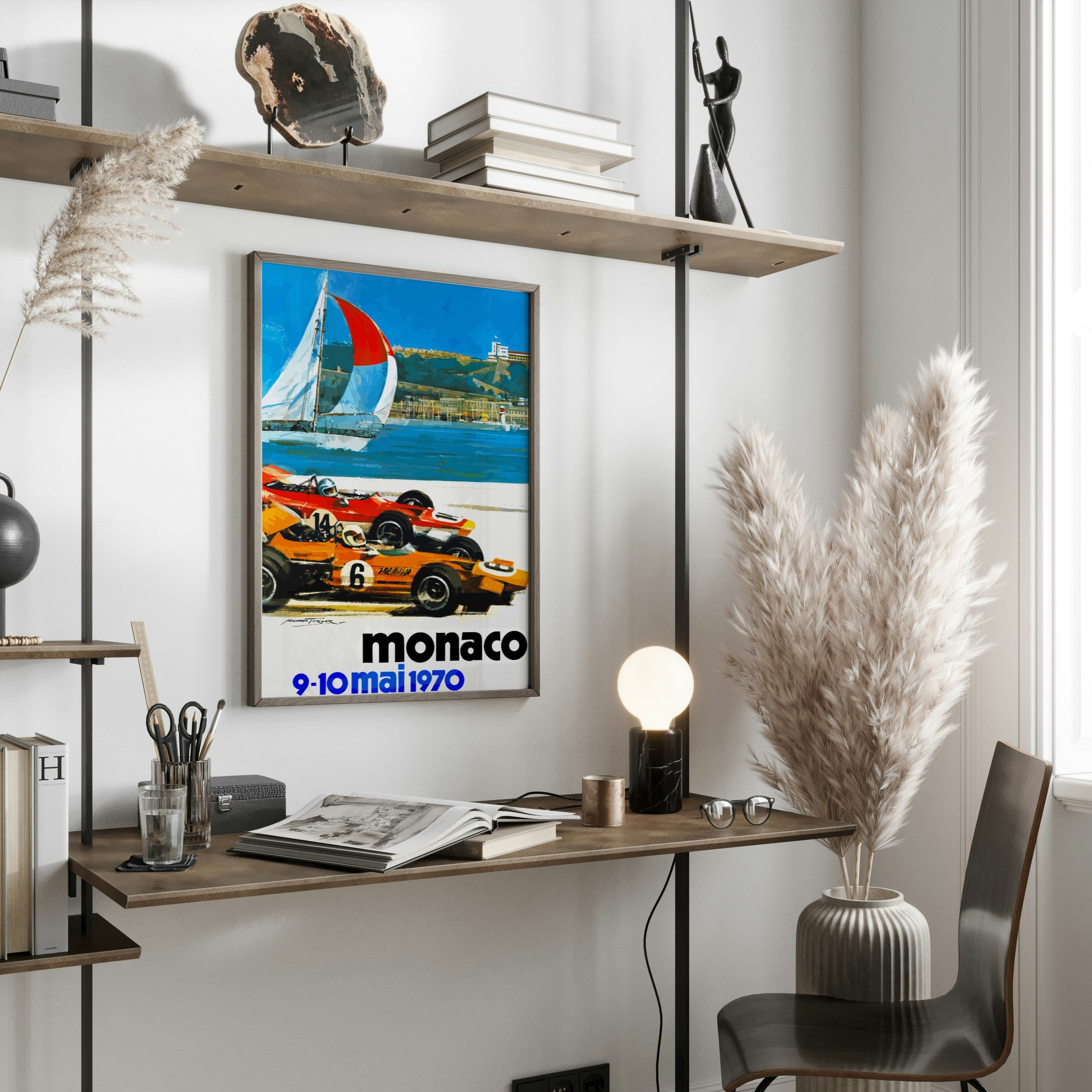 vintage monaco car 1970s car racing poster