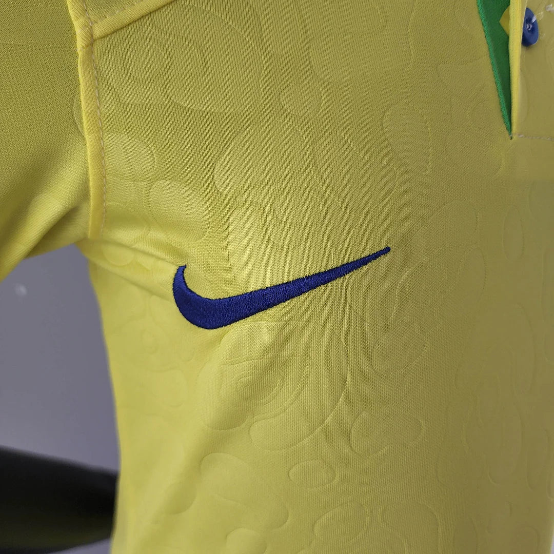 Brasilien 2022 Fußball-Heimset zur Fußballweltmeisterschaft (Trikot + Shorts)