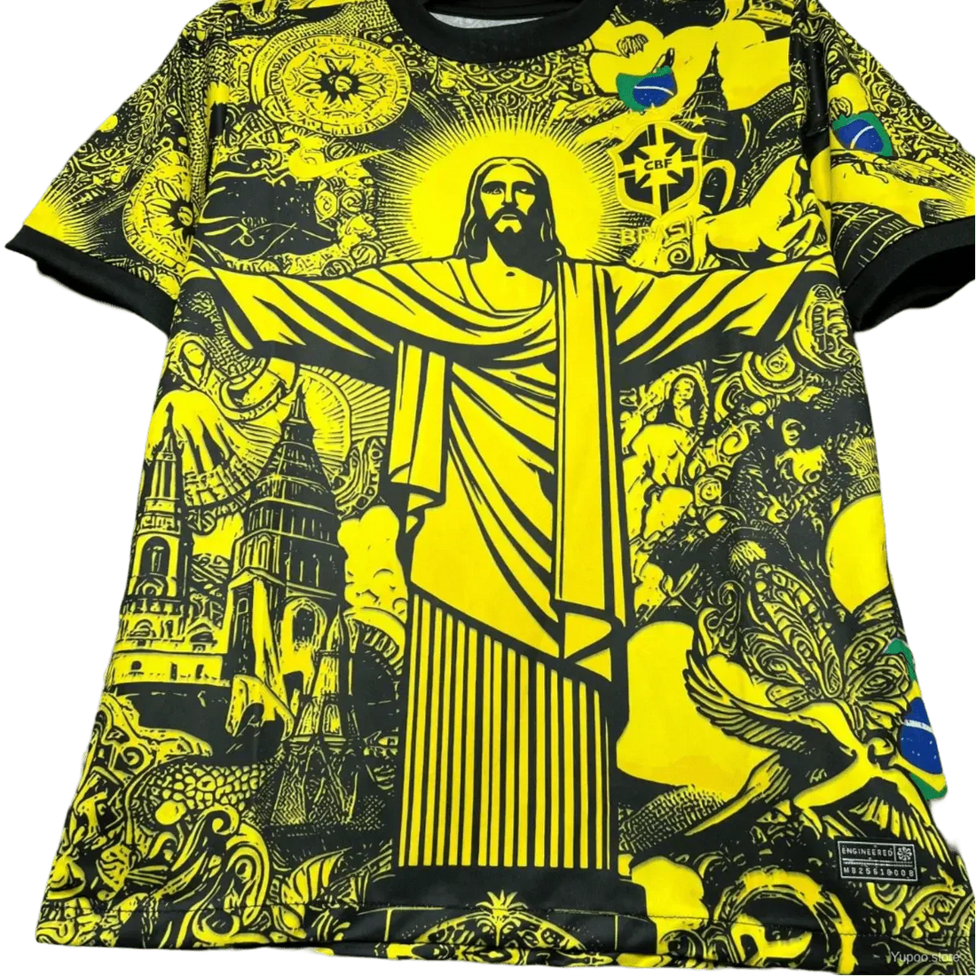 Gelbes Brasilien X Christ-Sonderedition-Trikot 2024/2025 – Fan-Version