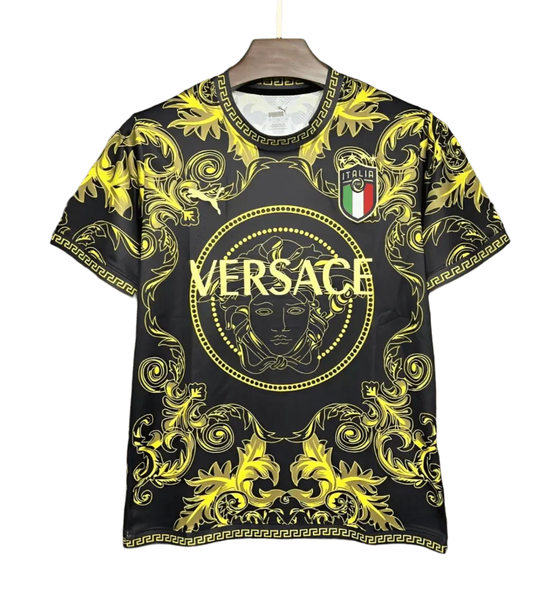 2024/2025 Sonderedition Italien x Versace Schwarzgold-Trikot - Fan-Version 