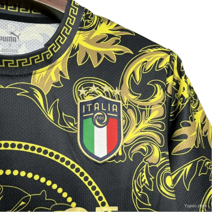 2024/2025 Sonderedition Italien x Versace Schwarzgold-Trikot - Fan-Version 