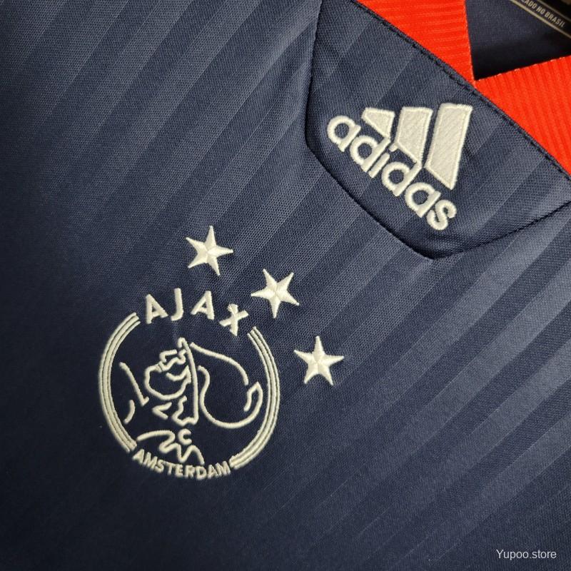 23/24 Ajax Icon Blue Kit Gesticktes Logo - Fanversion