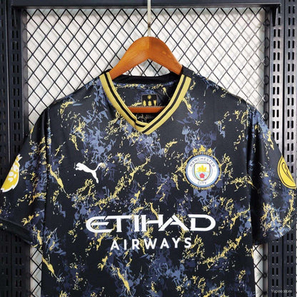 23/24 Manchester City Black Gold Special Edition-tenue - Fanversie 