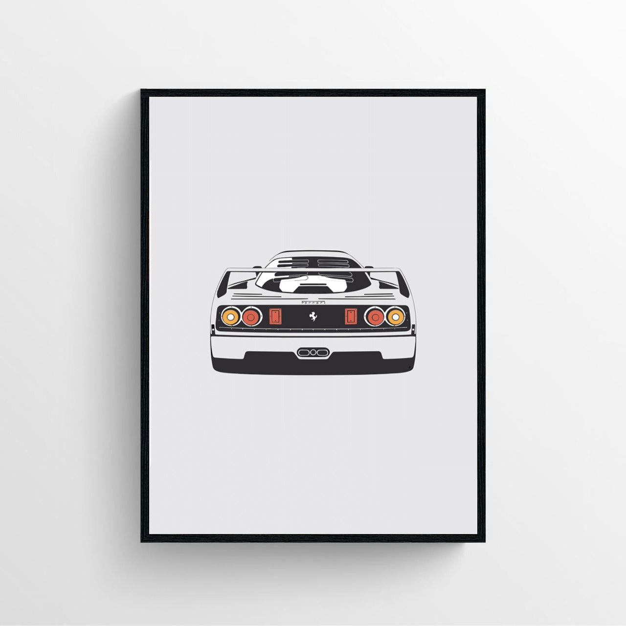 White F40 Rear Poster