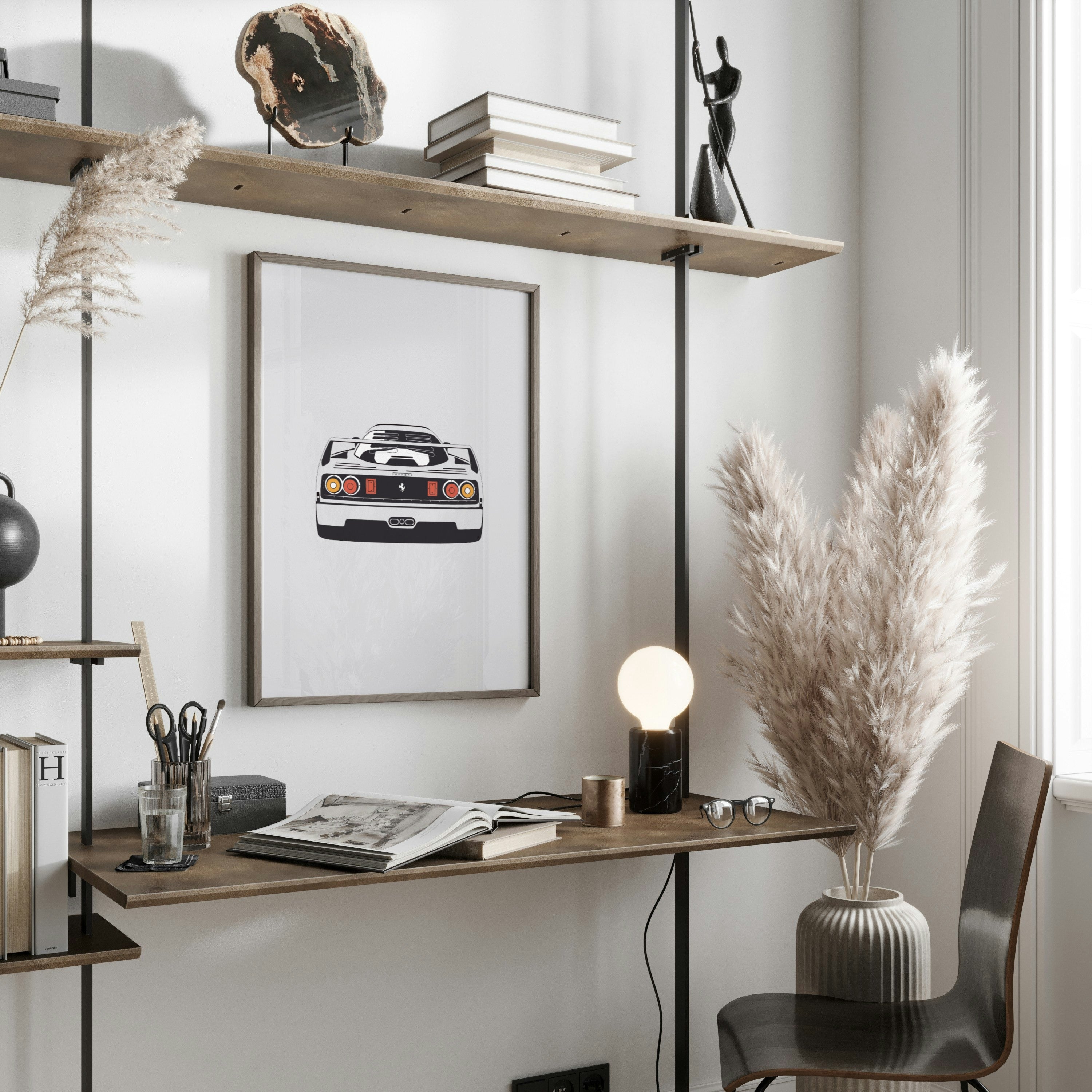 White F40 Rear Poster