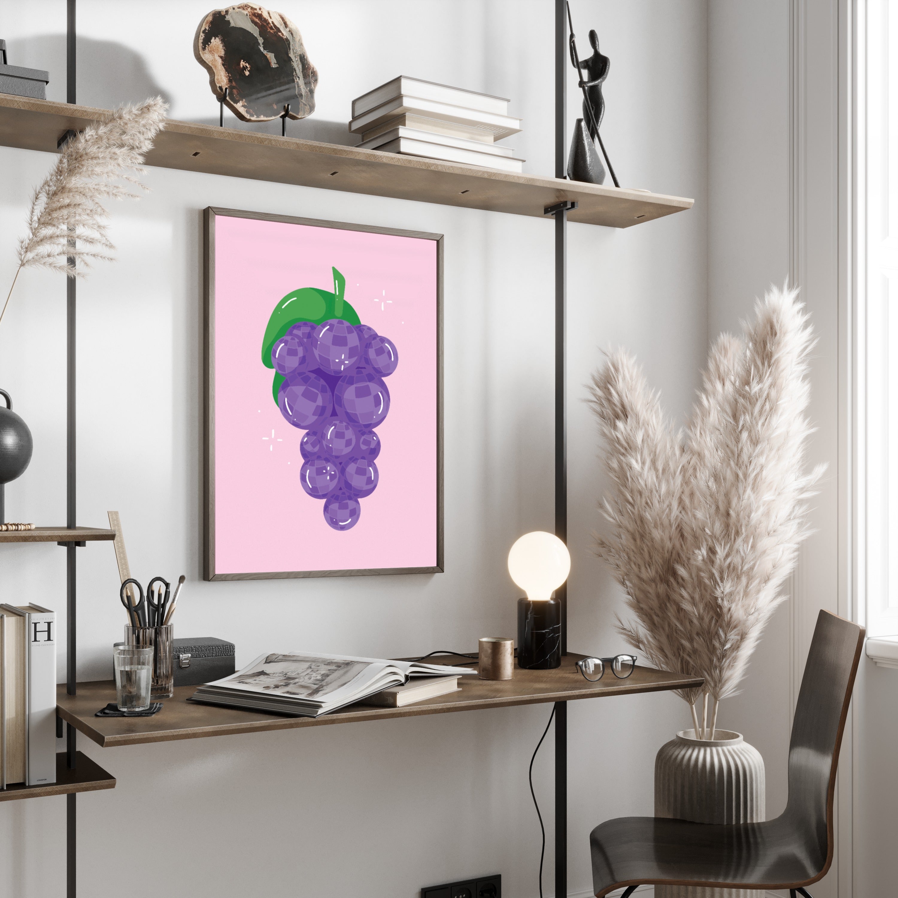 Grape Disco Ball Art Poster