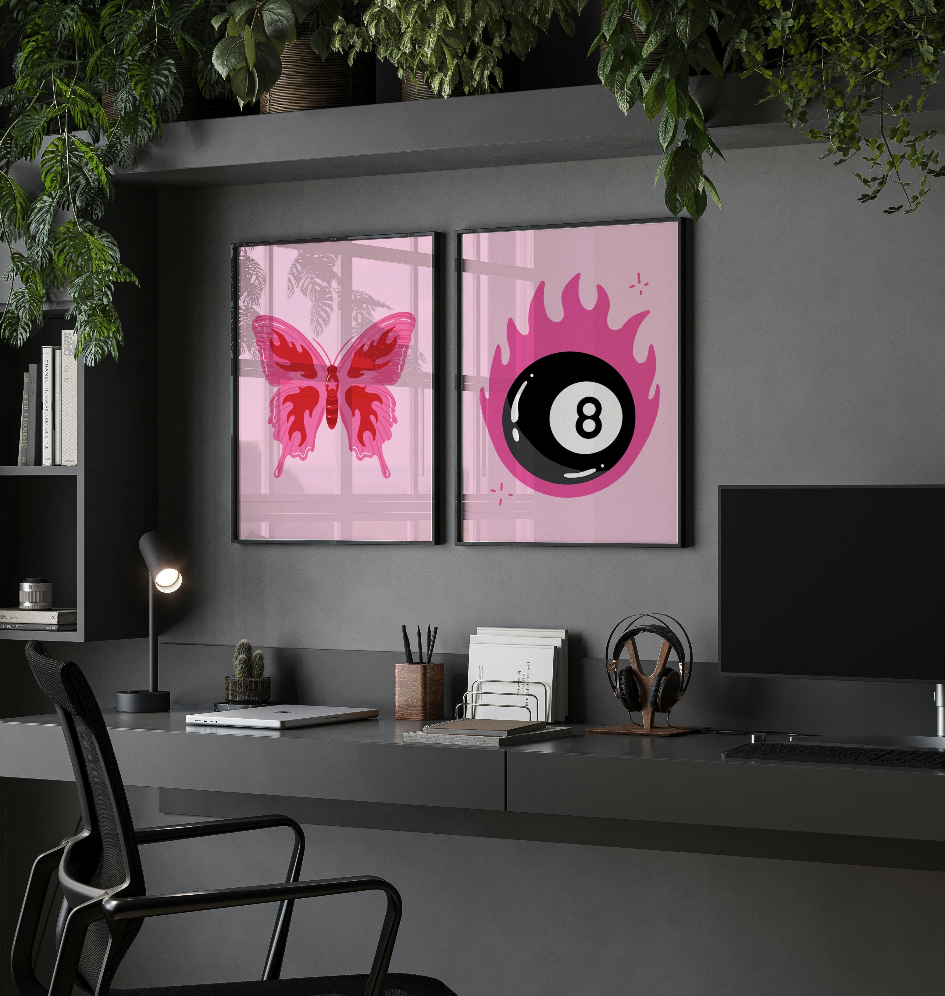 Pink and Red Butterfly Poster