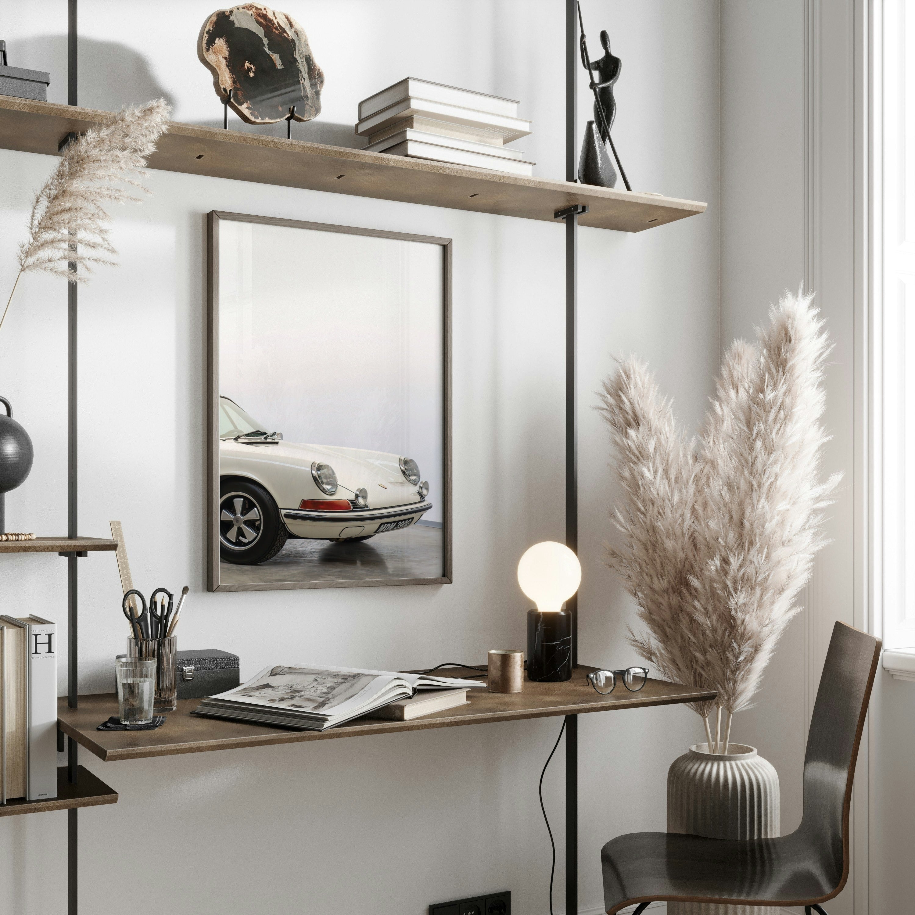 Luxury White Vintage Car Poster