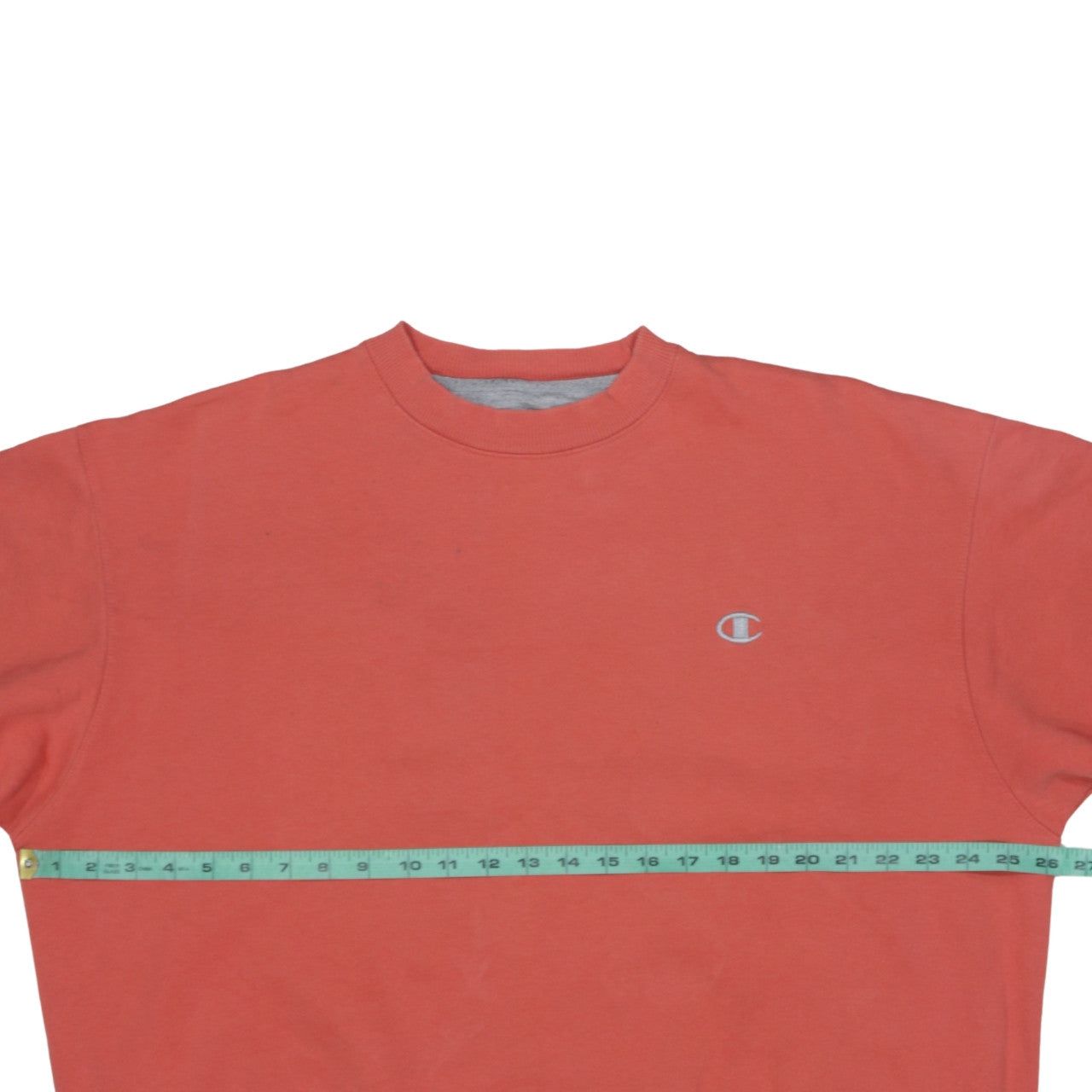 Champion Coral Orange Sweatshirt Men's XLarge Small Embroidered C Logo Crewneck Pullover