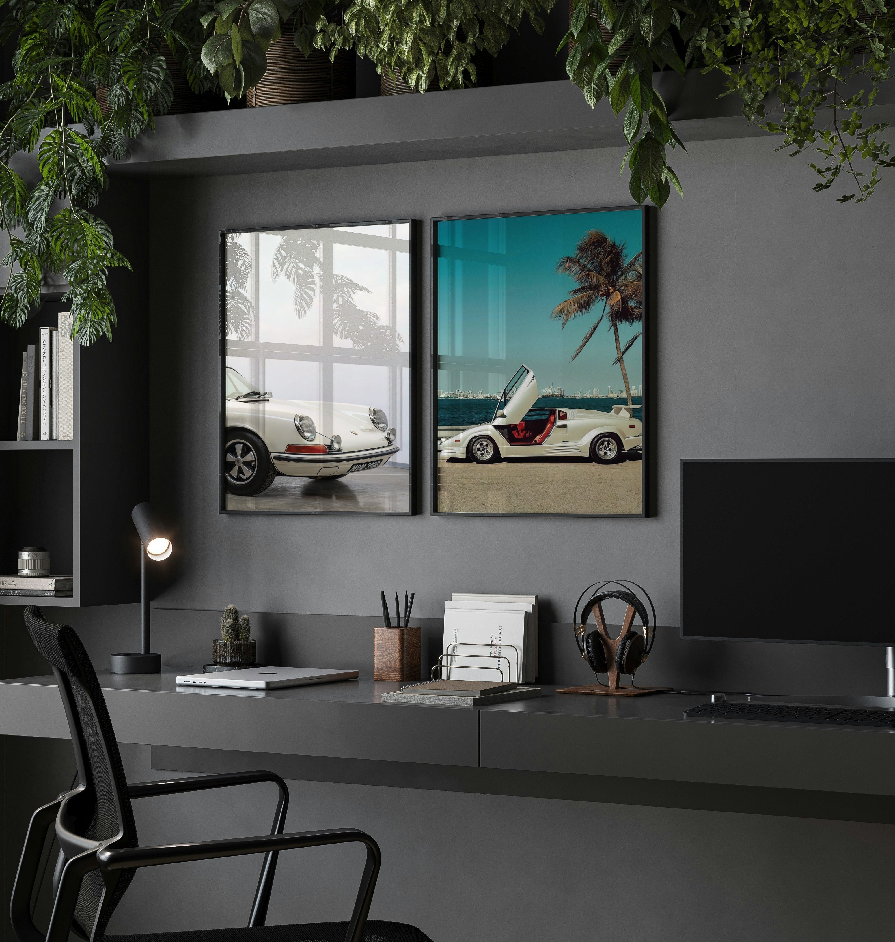 Luxury White Vintage Car Poster