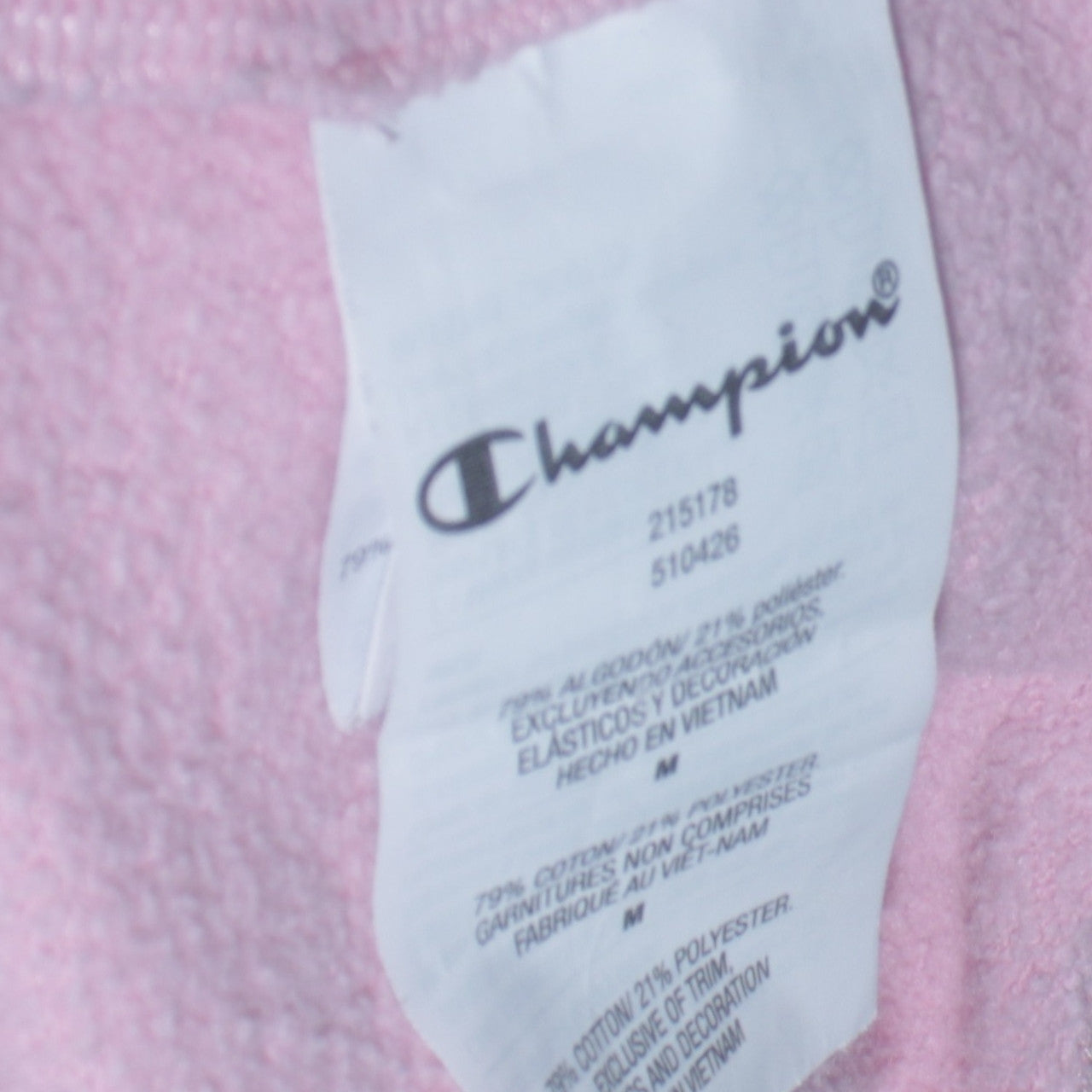 Champion Pink Sweatshirt Men's Medium Embroidered Chest Logo Ribbed Crewneck Pullover Top