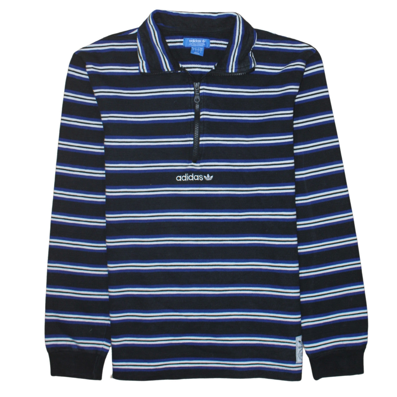 Adidas Black Stripe Sweatshirt Men's Small Half Zip Embroidered Logo Pullover Top