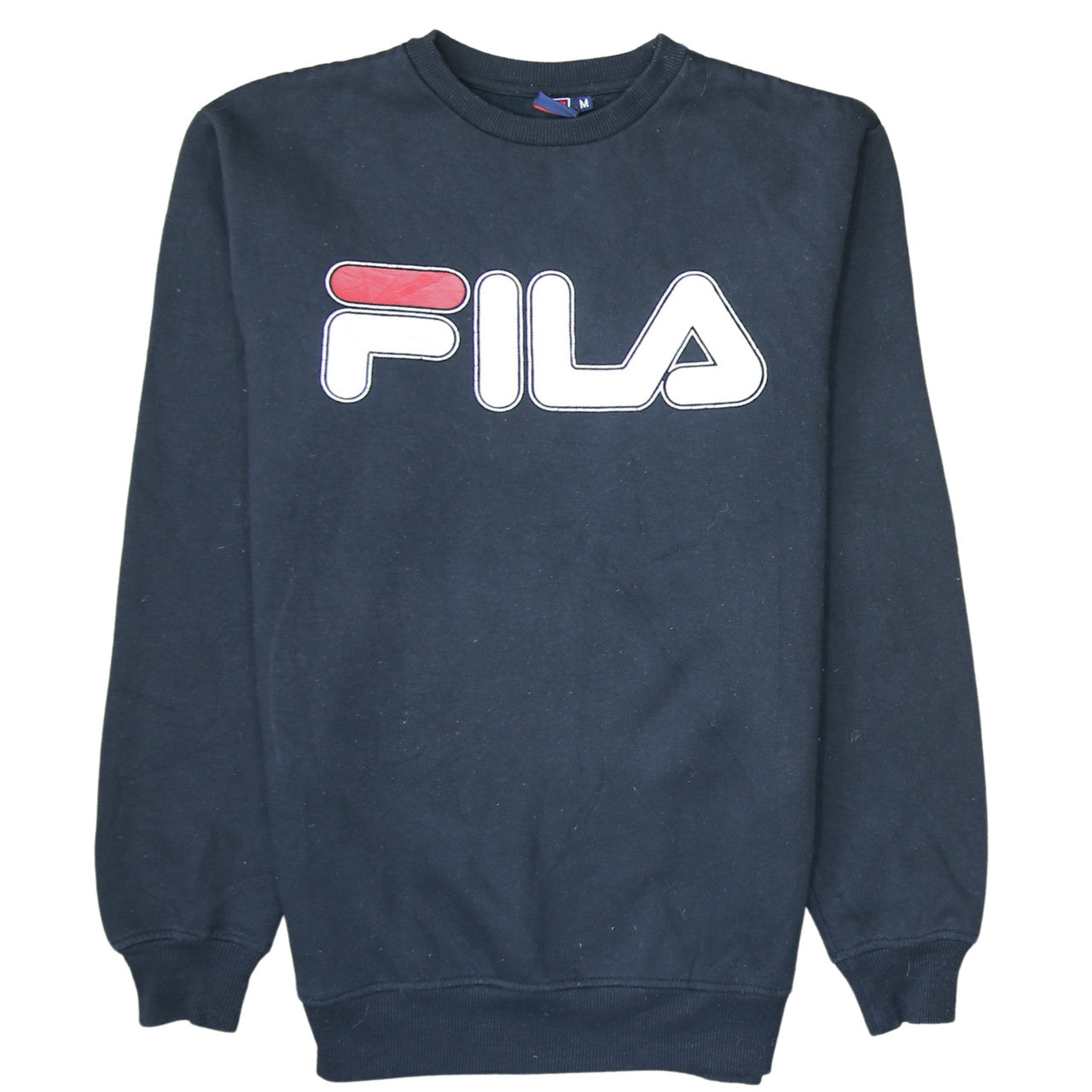 Fila Navy Blue Sweatshirt Men's Medium Big Printed Logo Crewneck Pullover Jumper Top
