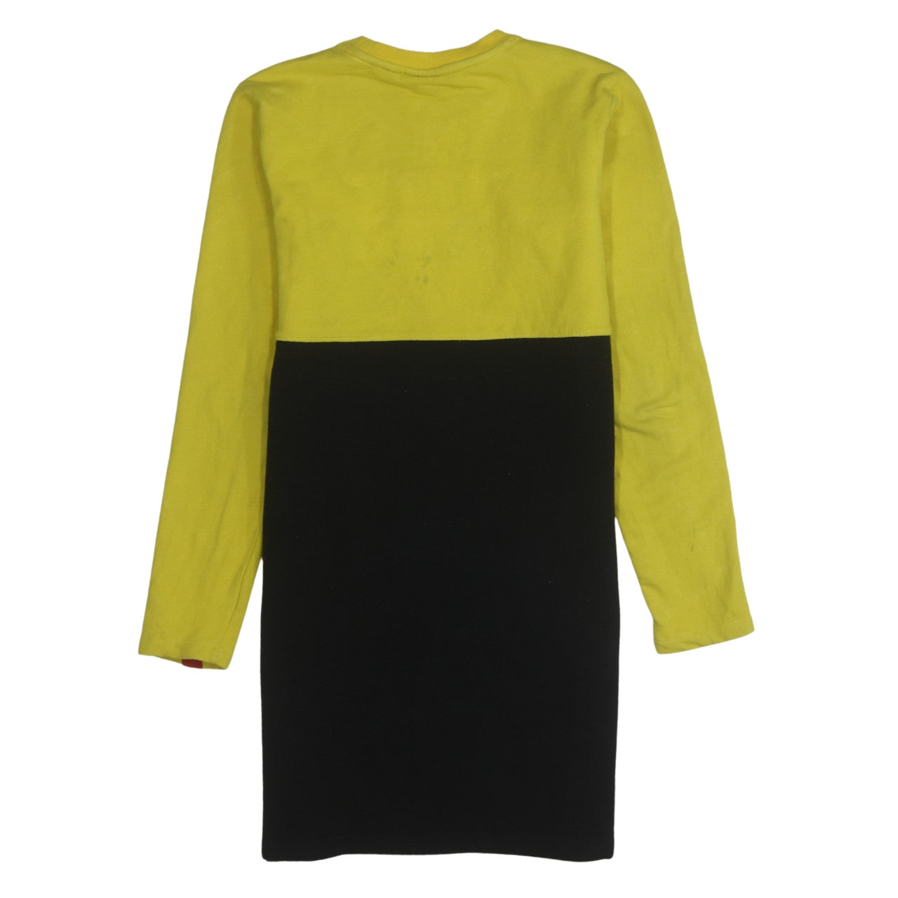 Fila Yellow Black Sweatshirt Dress Men's Small Printed Logo Colour Block Long Sleeve Pullover