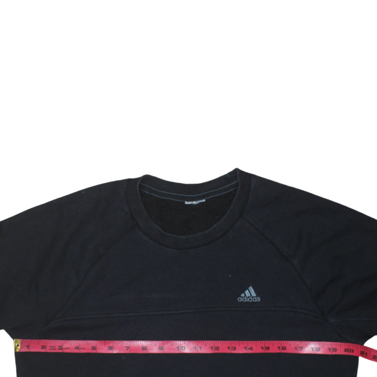 Adidas Black Sweatshirt Men's Small Embroidered Chest Logo Crewneck Pullover Fleece Top