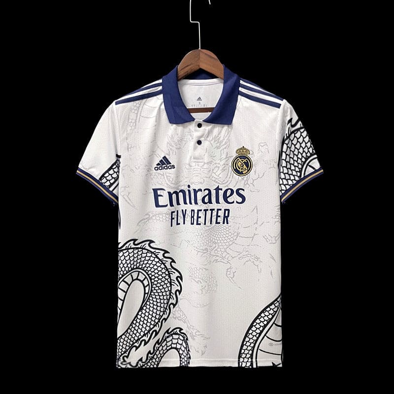 Real Madrid-Trikot mit Drachendesign (weiß) – 