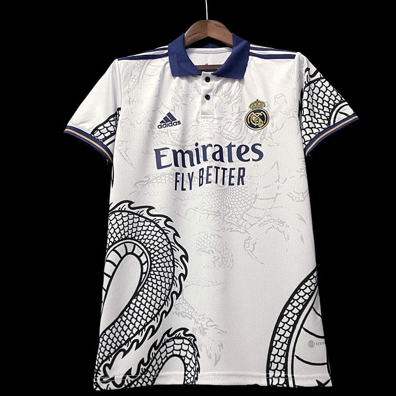 Real Madrid-Trikot mit Drachendesign (weiß) – 