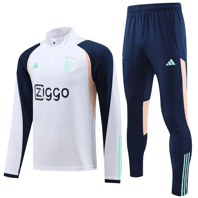 Ajax Weißer Pullover-Trainingsanzug 2023/24