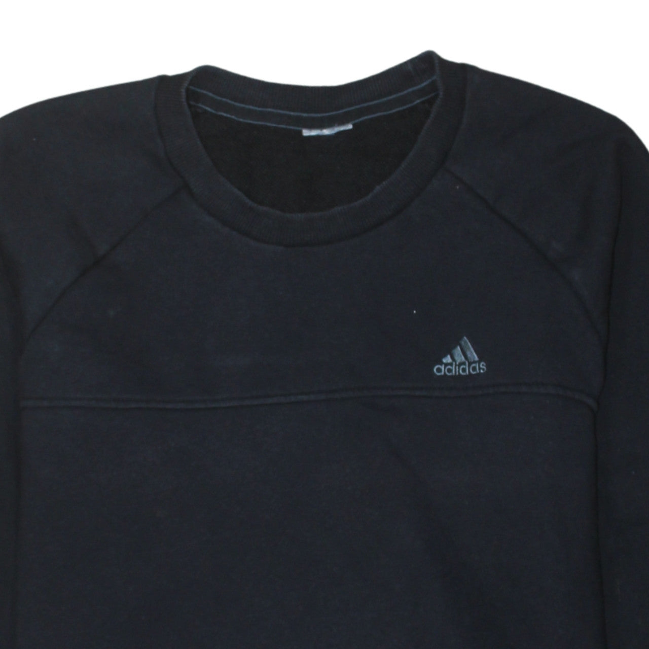 Adidas Black Sweatshirt Men's Small Embroidered Chest Logo Crewneck Pullover Fleece Top