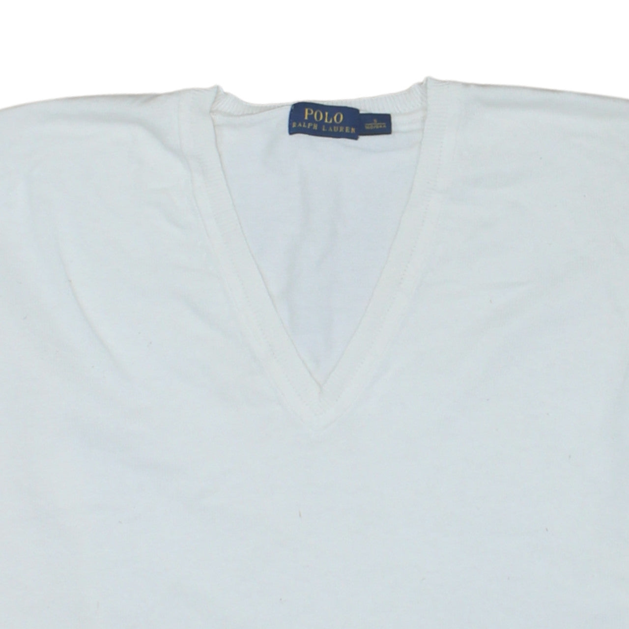 Polo Ralph Lauren White V Neck Jumper Men’s Small Lightweight Knit Pullover Sweater