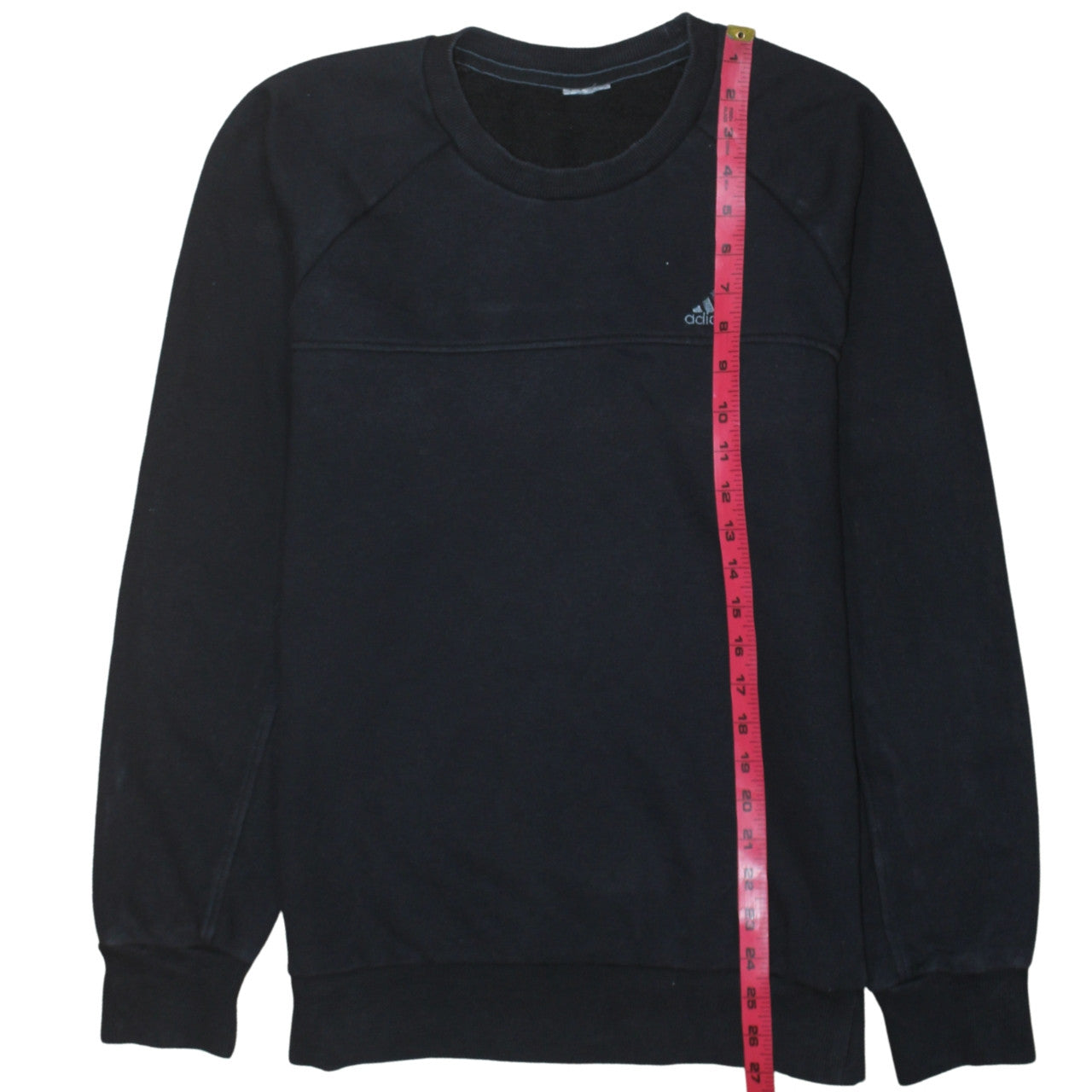 Adidas Black Sweatshirt Men's Small Embroidered Chest Logo Crewneck Pullover Fleece Top