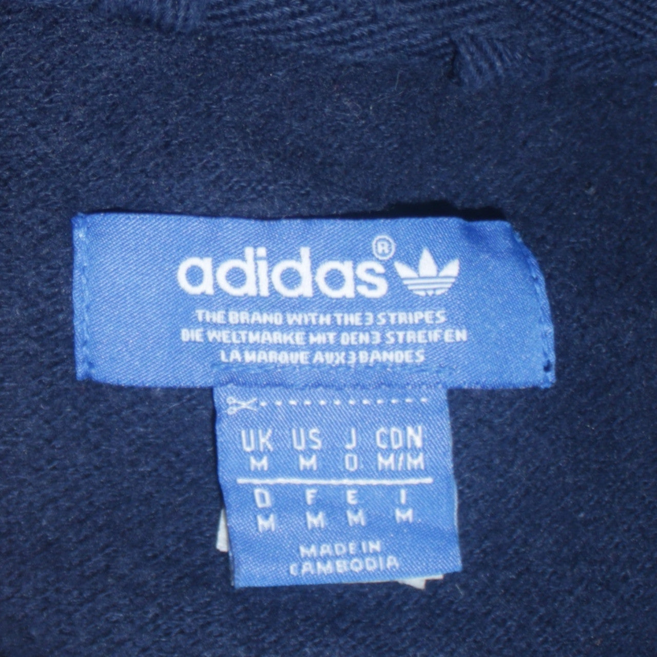 Adidas Navy Blue Track Jacket Men's Medium Full Zip Three Stripe Sleeves Embroidered Logo
